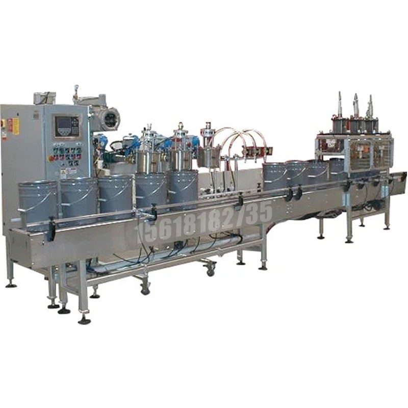 3頭在線自動(dòng)凈重灌裝和卷曲封口機(jī)